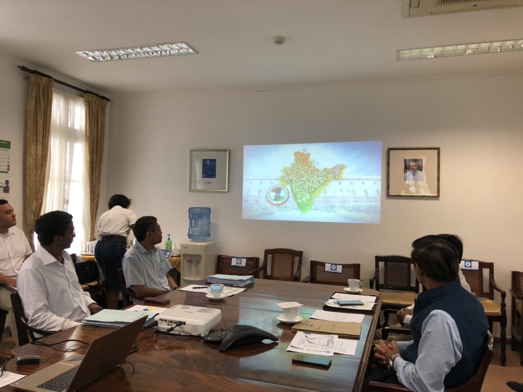 HC Gen. Suhag and Secretary of State @BarryFaure watching a video  released by @MEAIndia on the occasion of 74th #IndianForeignService Day at @SeychellesDFA showcasing the work done by @indiandiplomats in #ServingTheNation. Watch it at youtu.be/KLJxJeI6Nw0