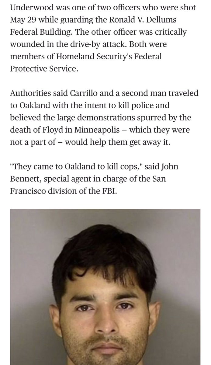 Patrick underwood was a federal agent who was killed by Staff Sgt Steven Carrillo who was a boogaloo boy.  again, not a “victim of antifa/blm” scenario. This list is wild as hell  people really just post ANYTHING. 6)