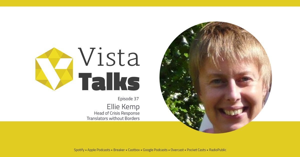 VistaTalks's tweet photo. Watch the Ellie Kemp episode (Translators without Borders). https://t.co/Y4imIJhj8s #EliieKemp #translatorswithoutborders #t9n https://t.co/XGuSETCUKH