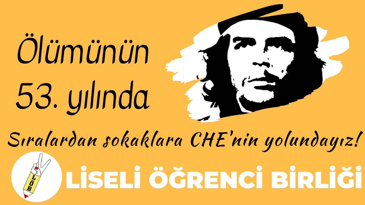 “Hadi gidelim dostum,öcünü almak için haksızlıkların. Asi yıldızlar parlasın alnımızda yenemezsek ölürüz ne çıkar.”

Sıralardan sokaklara Che'nin yolundayız!
#CheGuevara