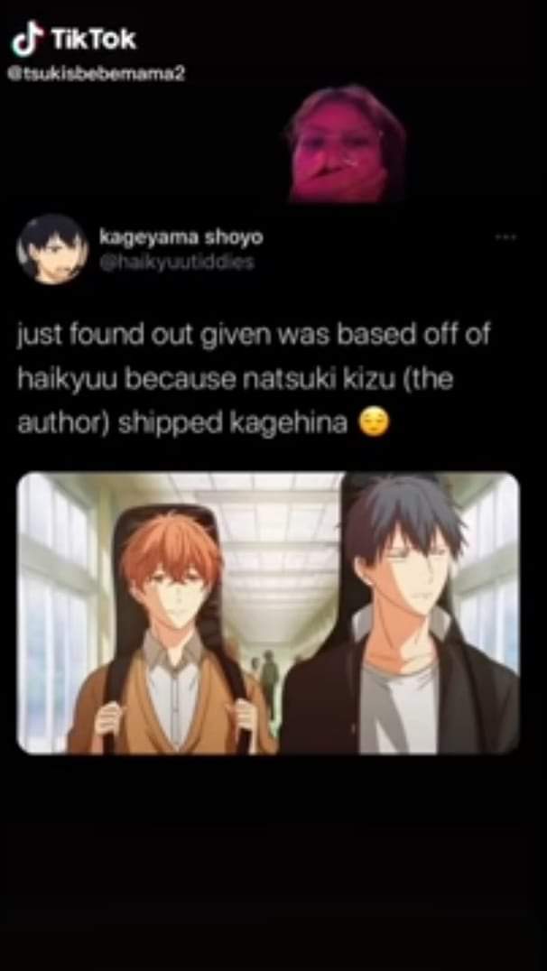shinxssai's tweet photo. she's #iwaoi hardshipper too!! #haikyuu #given #kagehina #mafuyama https://t.co/i47pex0cat