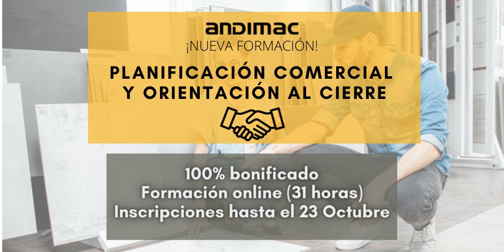 iandimac's tweet image. 📌Nuevo Curso de Planificación, Seguimiento Comercial y Orientación al Cierre

📝Lanzamos nuevo programa adaptado a las relaciones comerciales a distancia
📲100% online
💶 Bonificable
📆 Inscripciones solo hasta el 23 de octubre! ➡ Escríbenos a servicios@andimac.org para +info
