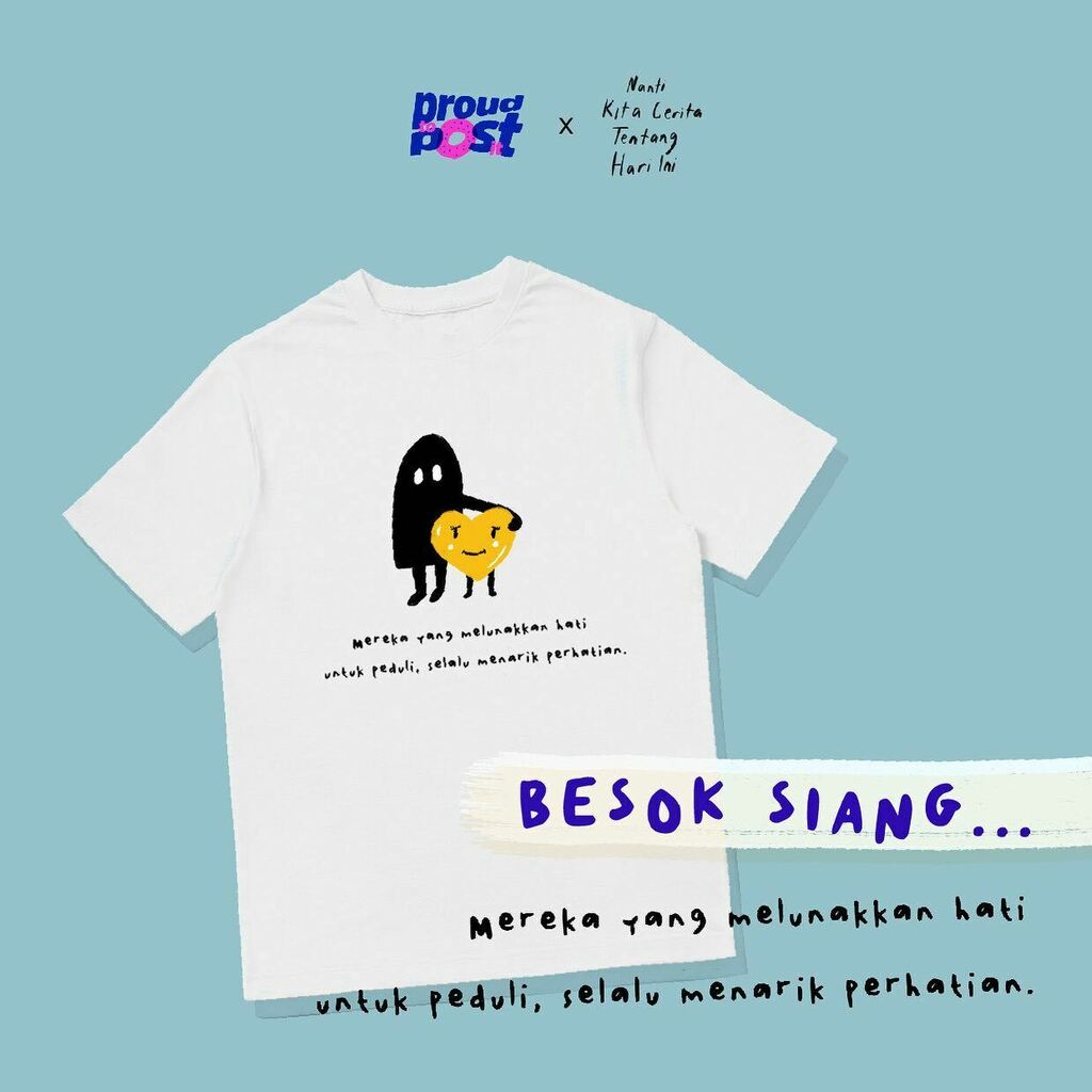 Kabar baik untuk kita semua! T-shirt kolaborasi Proud to Post it dan @nkcthi mulai besok sudah bisa dimasukkan ke keranjang masing-masing loh! Cocok sebagai hadiah perhatian kecil mu untuk siapapun itu.
-
Ingat peduli bukan berarti sok menjadi super hero, tapi kalau bukan ki…
