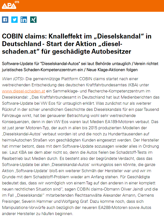 cobinclaims's tweet photo. Start der Aktion "https://t.co/89r5LX05K0" - laut deutschem Kraftfahr-Bundesamt sind Software-Updates am "Dieselskandal-Motor" EA189 bei VW-Eos wirkungslos. Anzunehmen ist, dass ALLE Kf betroffen sind. Zurück an den Start für VW im "Dieselskandal"
APA-OTS: https://t.co/ltgfNNmBCL https://t.co/bsaQPzLA1i