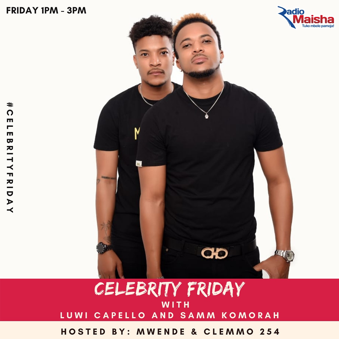 Queen of Airwaves (@mwendemacharia1) on Twitter photo Yoooo it's #CelebrityFriday and actors <a href="/luwicapello/">Luwi Capello</a> and @SammKomorah step in the building 12-3pm <a href="/radiomaisha/">Radio Maisha</a> and <a href="/ktnbtv/">KTNBtv</a>
#MwendeNClemmoKonnect
#QueenOftheAirwaves Yoooo it's #CelebrityFriday and actors <a href="/luwicapello/">Luwi Capello</a> and @SammKomorah step in the building 12-3pm <a href="/radiomaisha/">Radio Maisha</a> and <a href="/ktnbtv/">KTNBtv</a>
#MwendeNClemmoKonnect
#QueenOftheAirwaves
