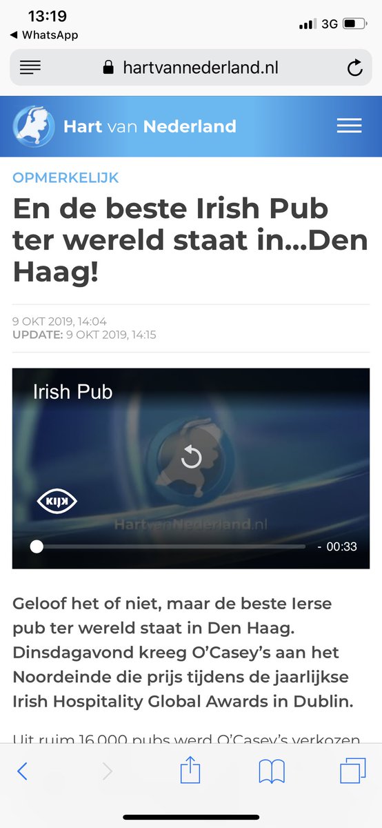 Ocaseysirishpub's tweet photo. The day after... Een greep uit het nieuws nadat O’Casey’s Den Haag de hoofdprijs heeft gepakt op de Irish Hospitality awards in Dublin. Vandaag een jaar plus een dag de Beste Ierse pub ter wereld #awards #irishpub #denhaag #horeca #khn #misset @HetNoordeinde @omroepwest @NOS https://t.co/O4pIBduvWZ