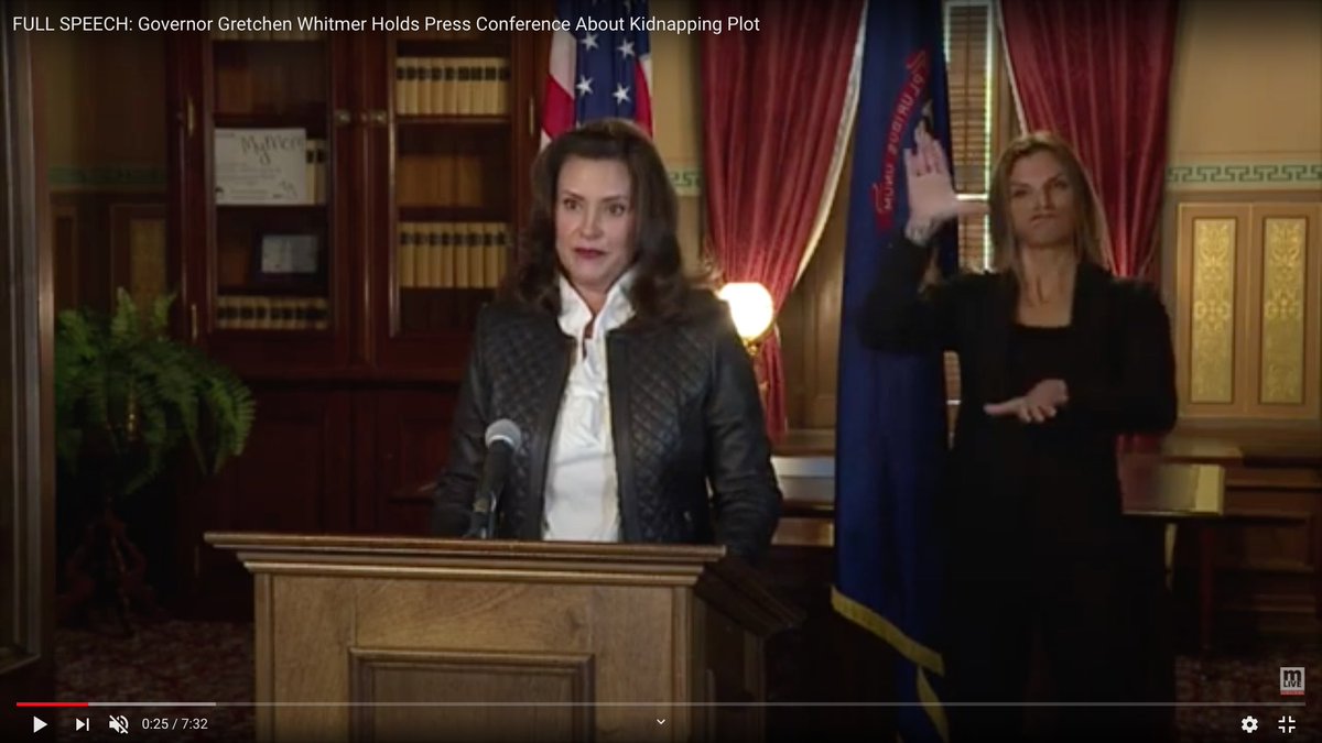 It was fitting that Whitmer's sign-language interpreter seemed off her rocker.