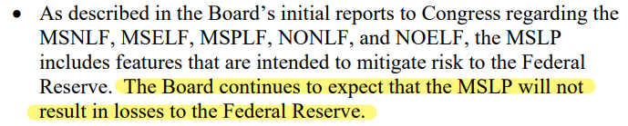 12/ Yet despite deteriorating conditions, the Fed’s Board of Governors “continues to expect that the [PDCF, CPFF, MMLF, CCFs, TALF, MLF, PPPLF] will not result in losses to the Federal Reserve."Which means the banks need to shoulder some risk if they decide to lend...