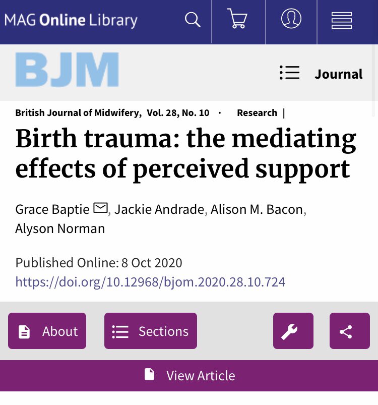 Our first article on birth trauma reports the positive impact of good maternity support...and it’s published TODAY! <a href="/dralysonnorman/">Alyson Norman</a> <a href="/jandradeply/">Professor Jackie Andrade</a> and Alison Bacon magonlinelibrary.com/doi/abs/10.129…