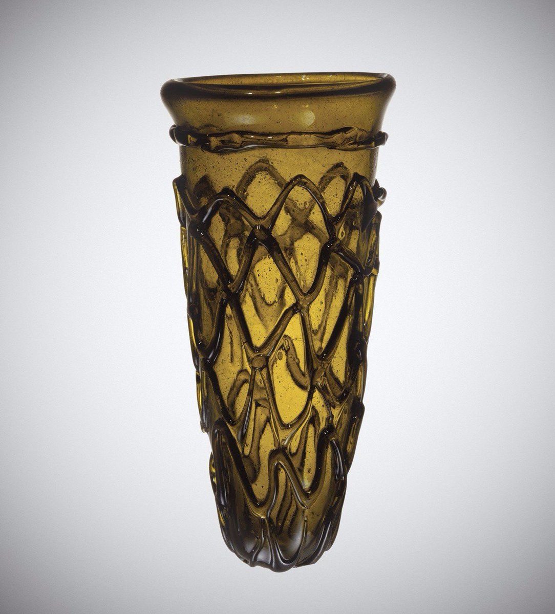 An Anglo-Saxon cone beaker found in the high-status 6th-7thC cemetery at Faversham, Kent ( https://www.cmog.org/artwork/cone-beaker-2), and a glass claw beaker found in grave 204 (c.520–540 AD) at Finglesham, Kent, now in the Ashmolean Museum.