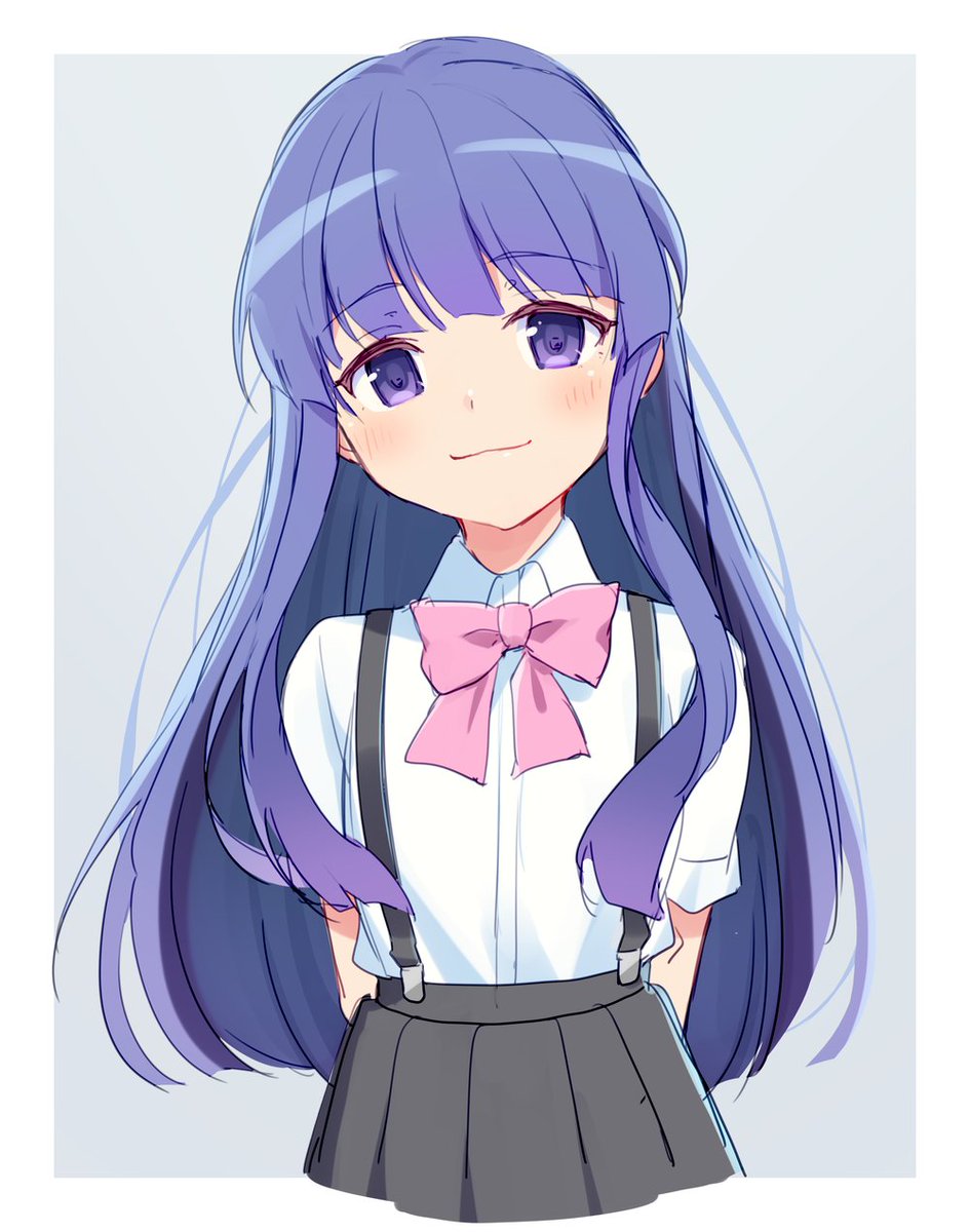 furude rika 1girl solo skirt long hair suspenders purple eyes shirt  illustration images