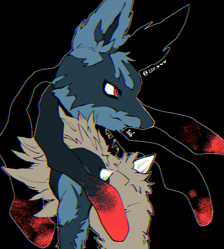 lucario spikes solo furry red eyes pokemon (creature) male focus twitter username  illustration images
