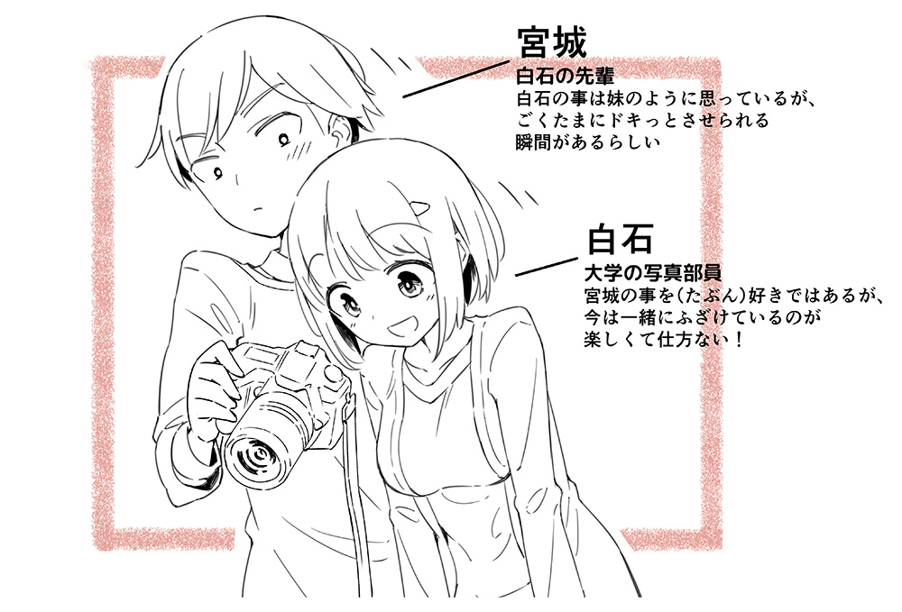 友達以上恋人未満な、写真部の先輩と後輩の4コマです

リプ欄につづく(1/2) 