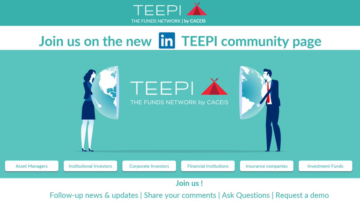 PhilippeBens's tweet image. 🔥#TEEPI We are pleased to share with you our dedicated community page of TEEPI | The Funds Network | by CACEIS. 
Join us! Follow our new showcase for news &amp;amp; updates.  
Share, comment, ask ❓ and request a demo!  ➡️ ow.ly/7NVB102oQyv
#AssetManagement #InstitutionalInvestors