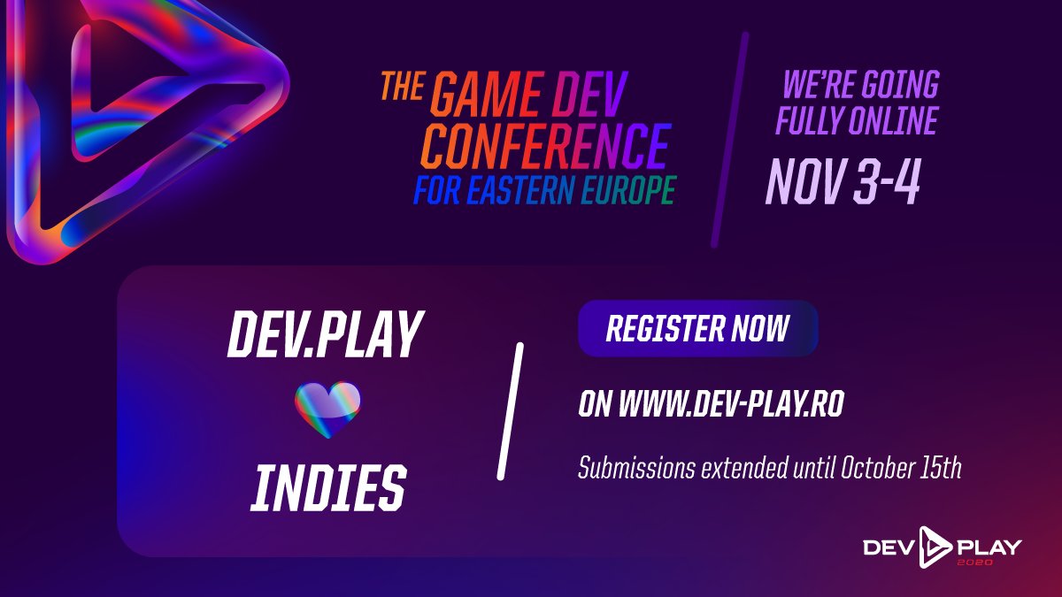 TheDevPlay's tweet image. We want to welcome as many international #Indies @ #DevPlay2020 so we’ve extended the Call For Indie Submissions date until 15th October! 🤘
Find out all you need to do to get the exclusive opportunities we have for indies dev-play.ro/call-for-indie…
#gamedevconference #indiegamedev