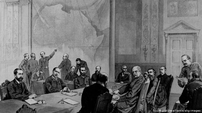 Representatives of 13 European states, the United States of America and the Ottoman Empire converged on Berlin at the invitation of German Chancellor Otto von Bismarck to divide up Africa among themselves "in accordance with international law."