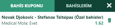 underdogbetss's tweet photo. Djokovic sağlık molası alacaktır.

Stake 10 https://t.co/pzJ8l42wzK