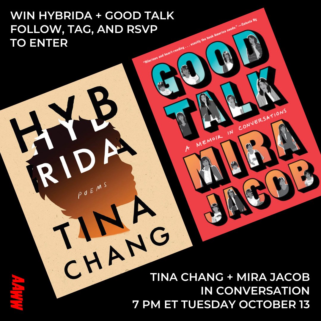🚨GIVEAWAY ALERT🚨We're giving away five book bundles of HYBRIDA and GOOD TALK in advance of our 10/13 event with Tina Chang and <a href="/mirajacob/">Mira Jacob 💌 🎻</a>!