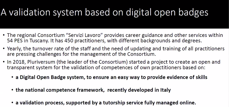 Cedefop's tweet photo. #CareersNet member @GiulioIannis presents #digital badges for a #validation #skills framework for #career practitioners in #Italy https://t.co/xP7fDsj54i