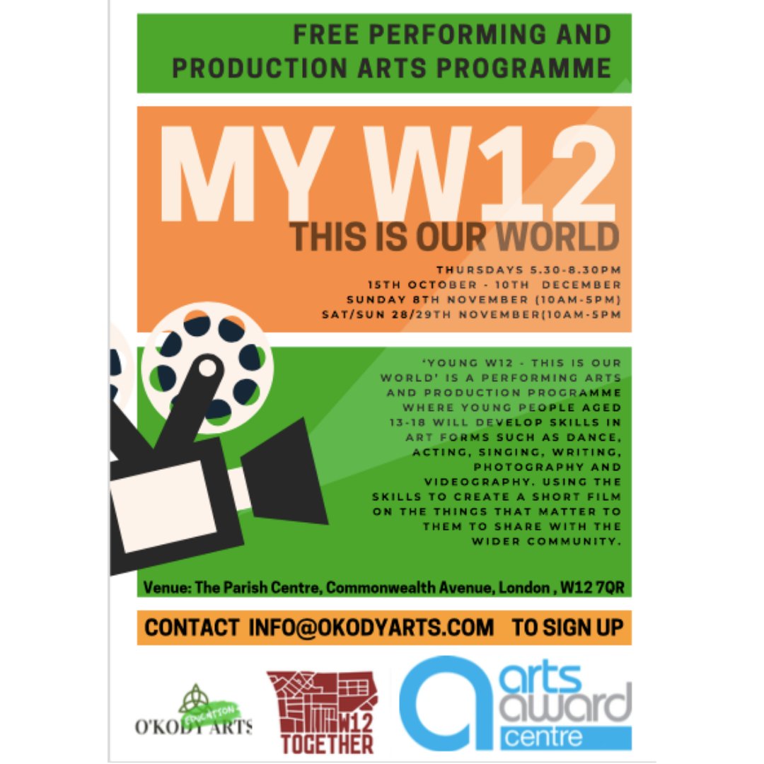 Calling out young people in the White City & Wormholt Area! Lets get creative and speak out about things that matter!

#performingarts #filmmaking #youngcreatives #freeperfoformingartsproject #w12

@MasbroCentre @whitecityYC @PhoenixAcadW12 @w12together @youngh_f @UNITEDinHF