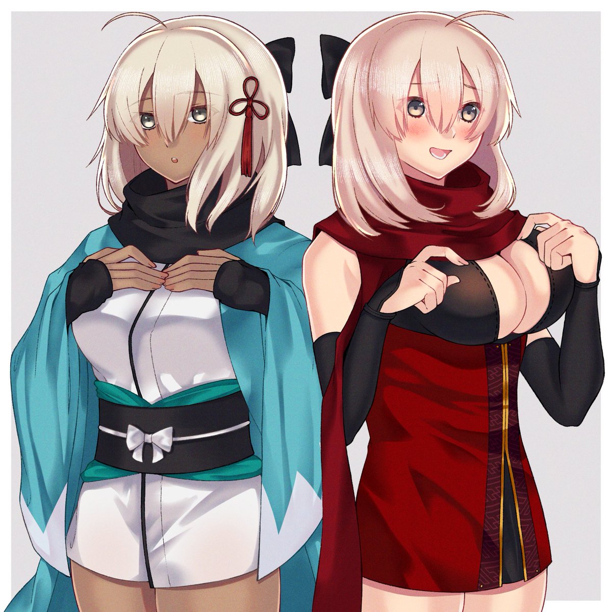 沖田総司 ,桜セイバー ,沖田総司(オルタ) 「衣装チェンジ沖田さん&amp;沖田オルタ

#FGO 」|あきおのイラスト