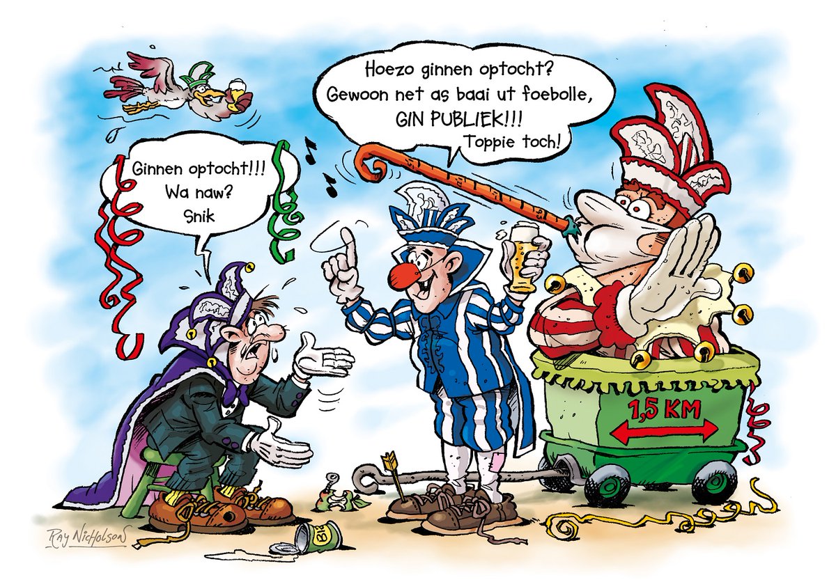 In 2021 zul je geen Carnavalswagens door de stad zien trekken 🥳
De tekening is gemaakt door Ray Nicholson.

ow.ly/pYVF50BO0Vf

#Helmond #carnaval #Feest