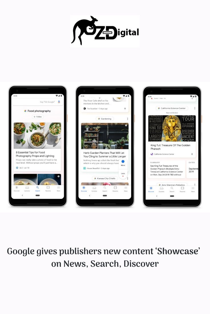 OzDigital4's tweet image. There are no ads or ranking implications, but Showcase News features will be coming to Search and the Discover feed. #GoogleNews #GoogleNewFeature #DIgitalMarketing #showcase
Visit; oz-digital.com.au