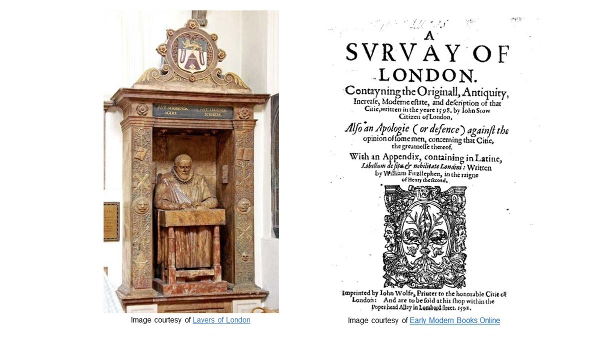 2/20 John Stow lived in London all his life from 1525 to 1605. He was a passionate antiquarian who dedicated himself to charting the City’s rich history. He often visited archives for his research but also explored London extensively on foot.  #HiddenLandscapes