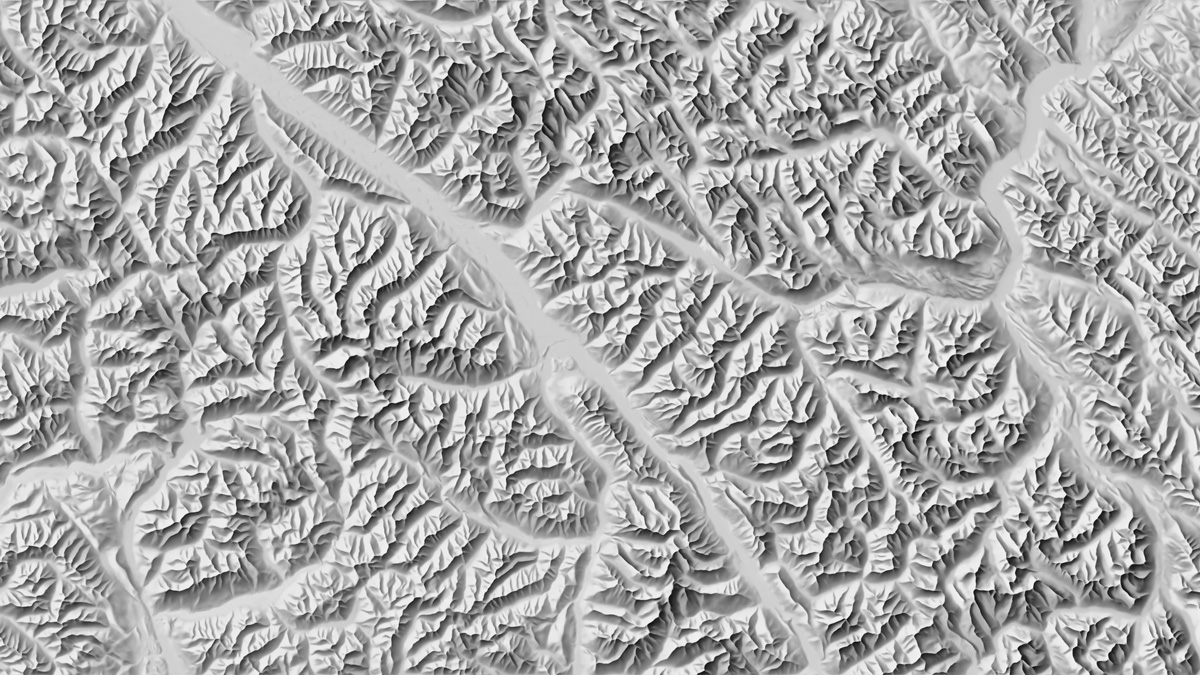 Neural network relief shading of the Rockies, British Columbia.