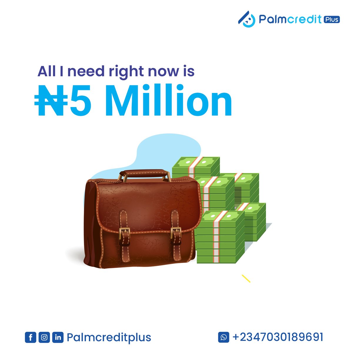 Palmcreditplus_'s tweet photo. We all need money for one reason or the other. Knowing exactly where to get funds whenever the need arises comes with a great sense of relieve right?

Get a loan of up to ₦5 million from us today without collateral and at reduced interest rates. https://t.co/PiDJkSzHhH