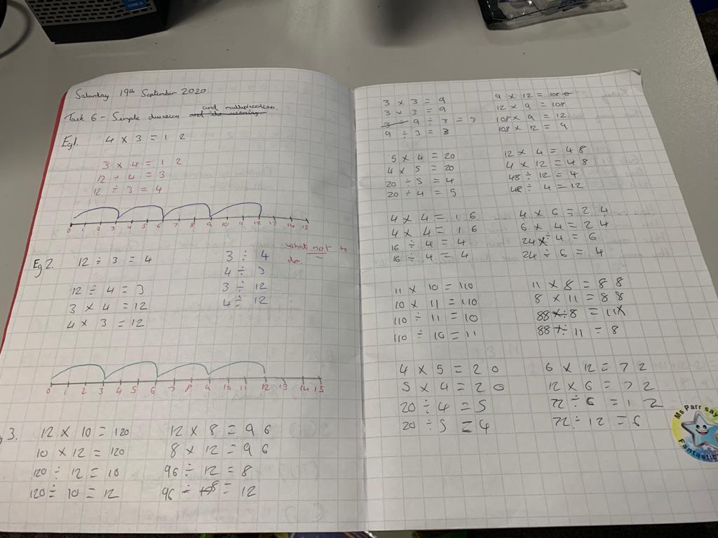 BreenMaths's tweet photo. 2 examples of excellent work in their @hegartymaths books from our new year 7's. Wonderful display of resilience and independent work to complete work of this standard at home!! Well done Adam and Lexie @HalewoodMaths @HalewoodAcademy https://t.co/HyXSERPXyc