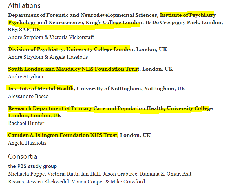 Ah, people from very serious Psychiatry departments in major universities, related major mental health departments, NHS Trusts. Not a group of fervent activists, I'm sure you'll agree.So, what did they find?