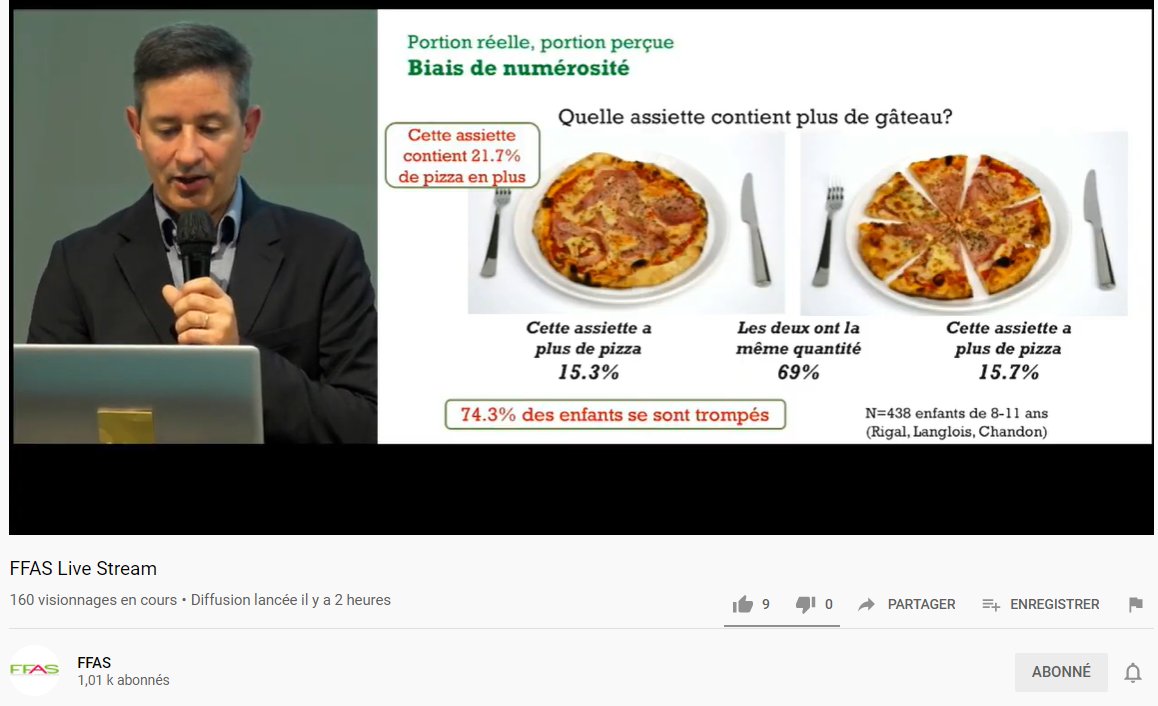 NutritionLinda's tweet photo. [Comportement] Différence entre portion et part : connaissez-vous le biais de numérosité ? Quand un aliment est présenté en plusieurs parts, on pense en avoir plus dans l'assiette, parce que l'œil voit plusieurs morceaux. Intervention de @pierrechandon #ffasevent #diététicien https://t.co/jtSgMghhDG
