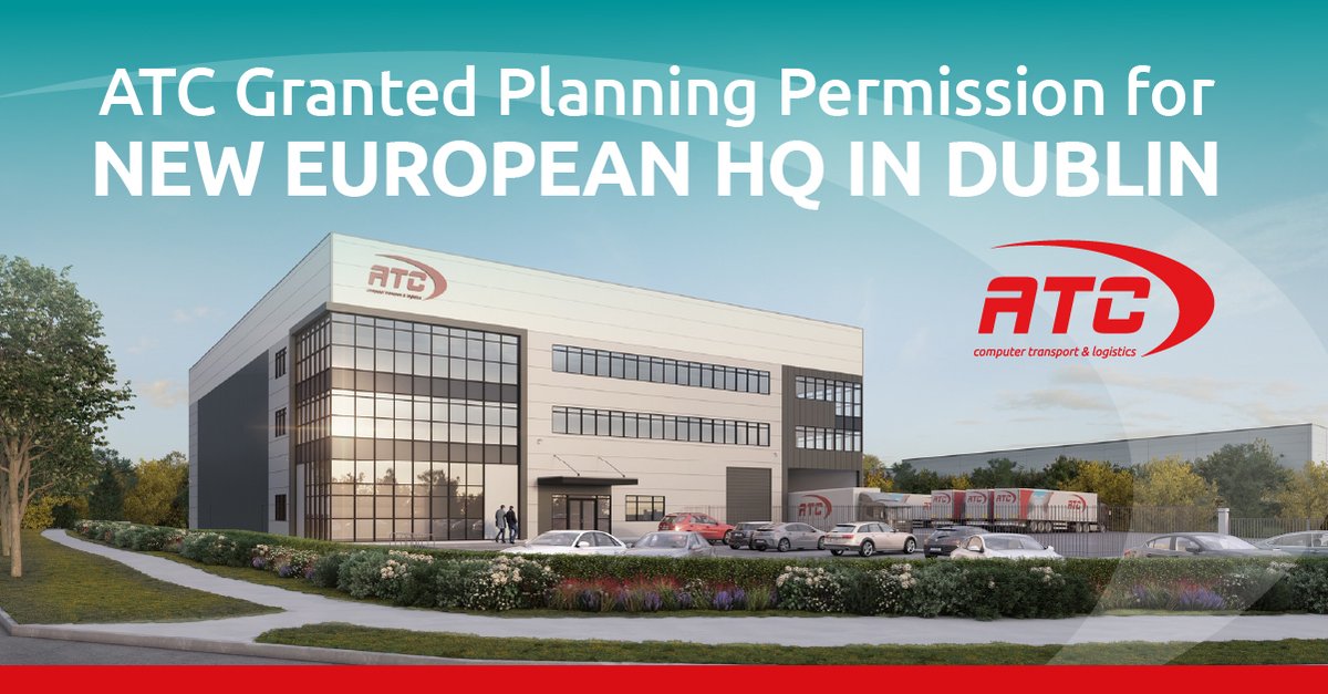ATC_Logistics's tweet photo. Ending this week on a high with the news that we have just been granted planning permission for our new, high-spec European Headquarters in Baldonnell.
Follow us over the coming weeks and months as we share more details on this exciting development.
#ATCLogistics #HappyNews https://t.co/uEF2jYOREE