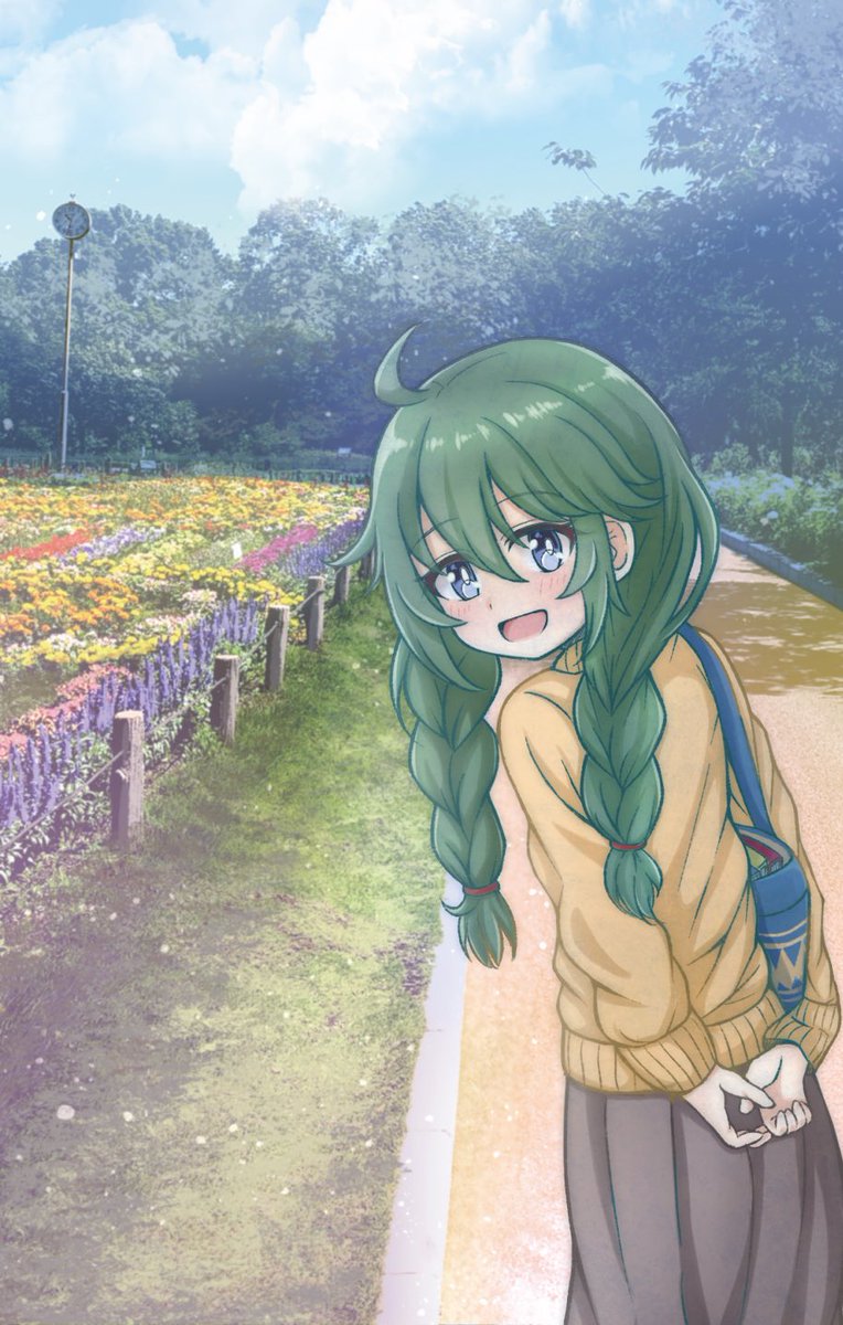 ユニ(プリコネ) 「真行寺由仁先輩 ユニ先輩と一緒に公園デートしたいよねっていう絵 #プリコネR 」|夕くれま＠ふにぬいぐるみ企画実施中のイラスト