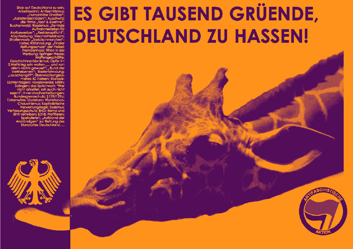 AntifaErfurt's tweet photo. Am 2.10.2002 demonstrierten in #Erfurt Antifas gg. Einheitsfeiern unter dem Motto: "Es gibt tausend Gründe Deutschland zu hassen!" Die Demo sorgte für ordentlich Wirbel in der Stadt.
Zwanzig Jahre später werden dt. Einheitsfeiern für 2022 in EF geplant: https://t.co/WiqenmPpA1 https://t.co/U7uoEbHsEs