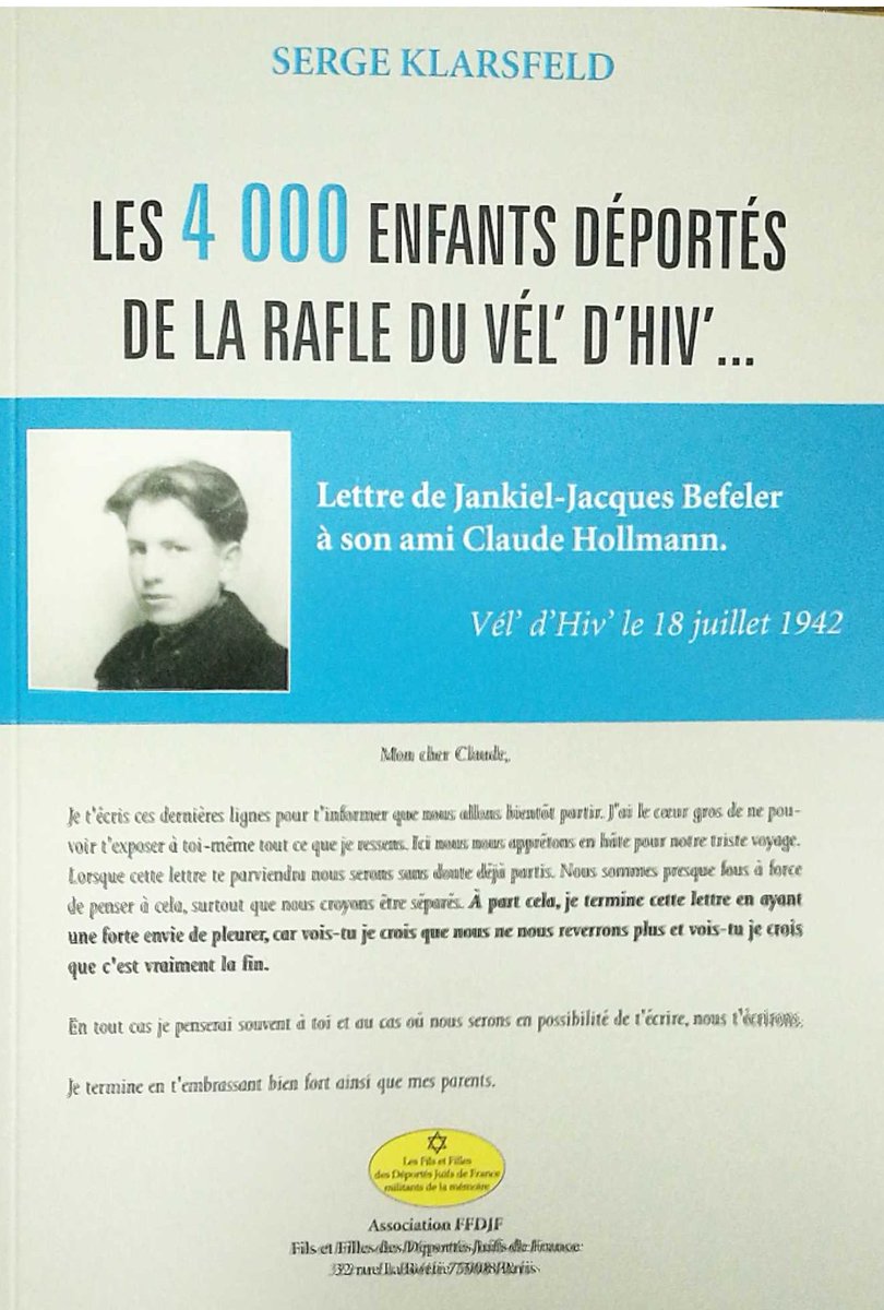 Fondation_Shoah's tweet photo. Serge Klarsfeld publie la liste des 4115 enfants arrêtés lors de la rafle du Vél' d'Hiv' et déportés.
Leurs noms sont classés géographiquement : par arrondissement ou commune et par adresse de domicile.
À commander auprès de l'asso. des Fils et Filles des Déportés Juifs de France https://t.co/9c1sVn2Lo0