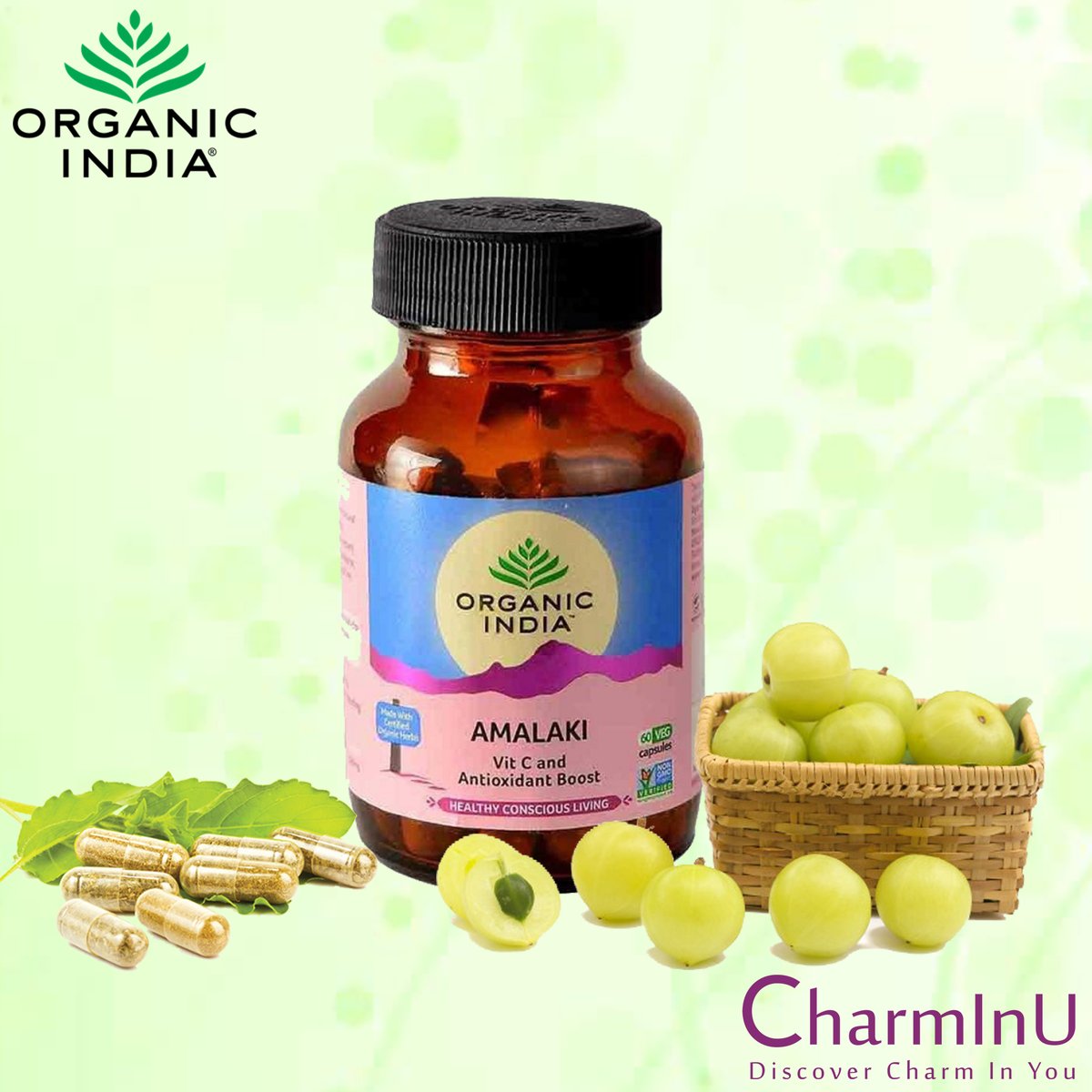 CharmInU_IN's tweet photo. Strengthen Your Immune System With 100% Organic India Amalaki Capsules - Vitamin C &amp; Antioxidant Boost!
Buy Now @ https://t.co/xKxWRATc9W
#organic #organicindia #natural #healthiswealth
#healthyliving #healthybody #healthyskin #ecobeauty 
#StayStrongStaySafe
#Amalaki #CharmInU https://t.co/RW8zv8sb9I