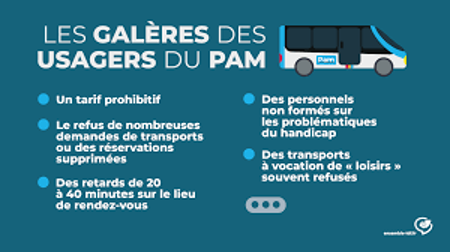 4/10 Tarifs prohibitifs, nombreux retards, personnels non formés aux problématiques du  #handicap, refus de nombreuses demandes de transports et réservations supprimées, fin de service à 21h, et j’en passe… Le collectif  @apf_idf_transpo n'a cessé d'alerter sur cette situation