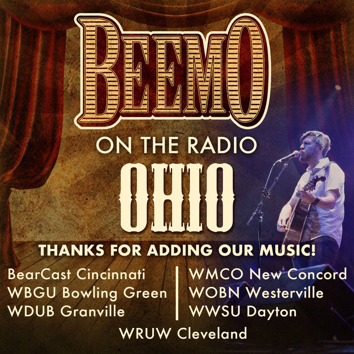 Big thanks to our new friends in the Buckeye State for the adds and spins! <a href="/NewMusic911/">WDUB 91.1 FM Staff</a> <a href="/wbgufm/">88.1 WBGU FM</a> <a href="/WOBN/">WOBN FM</a> <a href="/WRUW/">WRUW-FM 91.1</a> <a href="/bearcastmedia/">Bearcast Media</a> @Orbit907Music <a href="/WWSU1069/">WWSU 106.9 FM</a> <a href="/tinderboxmusic/">Tinderbox Music</a> 
.
#indie #indiefolk #folk #folkmusic #collegeradio #americana #IndependentMusic #ohio