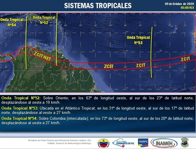 #9Oct #INAMEHInforma Seguimiento de Sistemas Tropicales. #Reporte de las 06:30 HLV <a href="/tutiempopereira/">Jose Ramon Pereira</a> <a href="/NestorLReverol/">Néstor Reverol</a> <a href="/NicolasMaduro/">Nicolás Maduro</a> <a href="/MIJPVenezuela_/">MPPRIJP</a> #FelizViernes