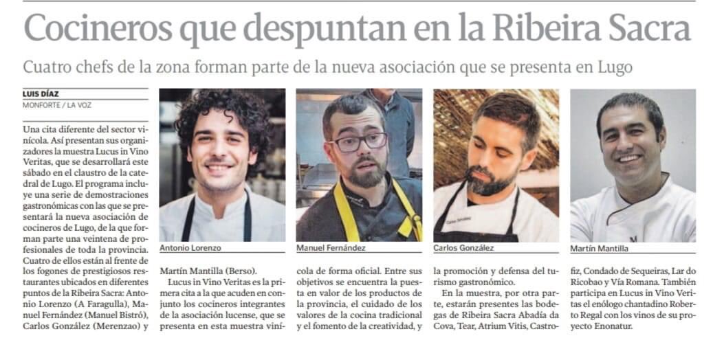 Reportaxe de La Voz de Galicia onde nos mencionan xunto con outros compañeiros.
Graciñas 💜

#afaragulla #toñolorenzo #braseriaafaragulla #comerenribeirasacra #ribeirasacra