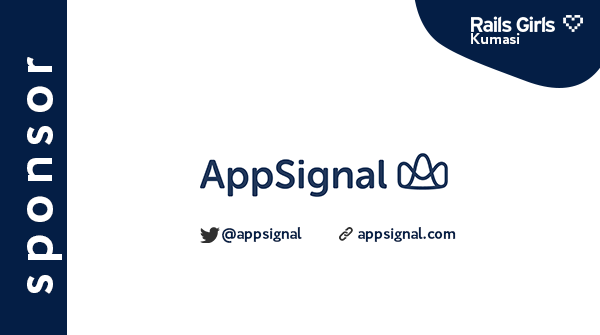 railsgirlsksi's tweet photo. We're thrilled to announce @appsignal as a sponsor for our workshop. 
#Appsignal is an Error tracking, performance insights, host metrics, and much more for Ruby, Elixir &amp; Node.js. 
#railsksi #rubyonrails #railsgirls #21DaysMore #Kumerica https://t.co/tVk1zkBkv0