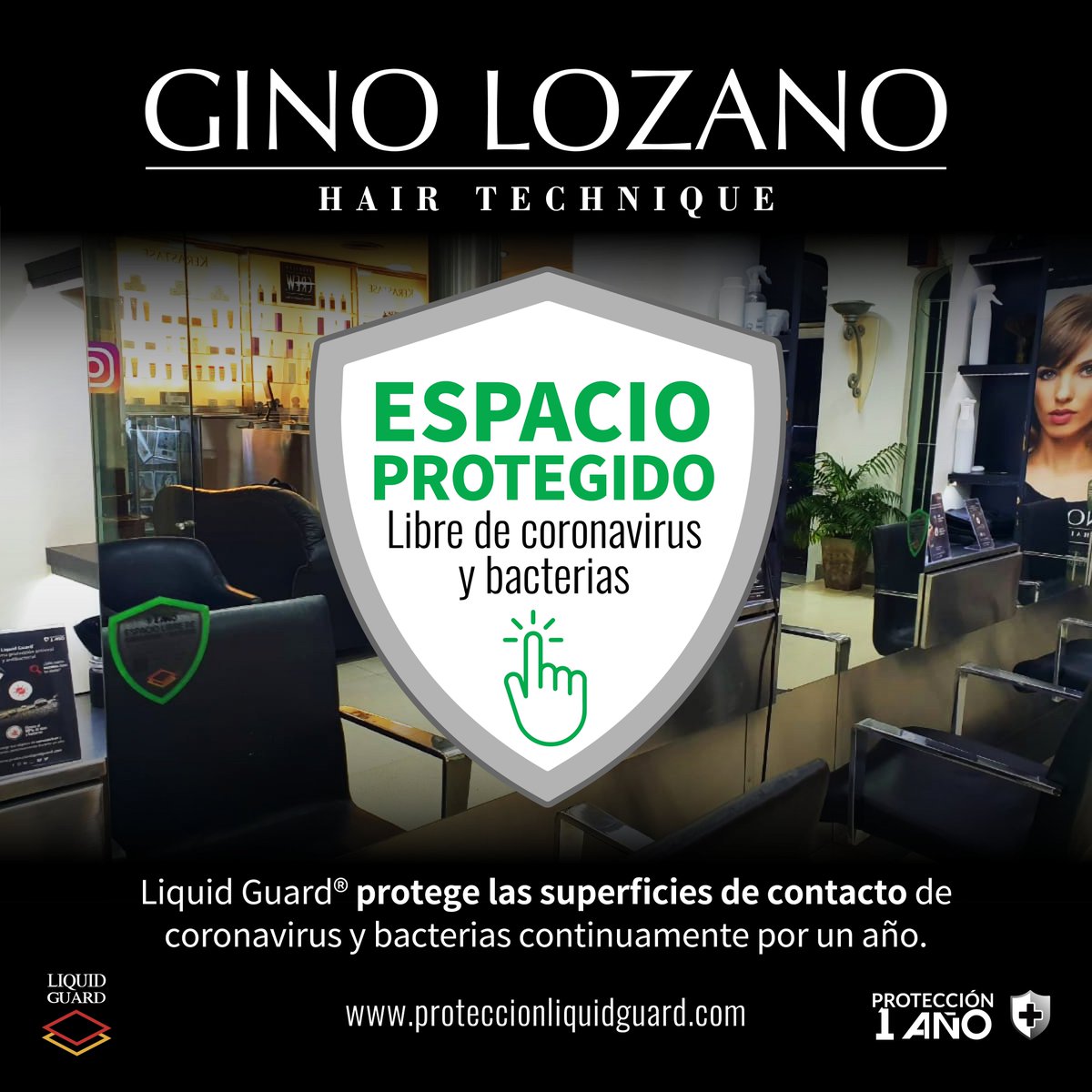 Gracias Gino Lozano por confiar en nuestro producto y aplicarlo en tu peluquería.

Liquid Guard, protección contra Hongos, virus y Bacterias  por 1 AÑO
🌐 Visitá nuestra página Web en : proteccionliquidguard.com
o adquirilo en dornoch.com.ar