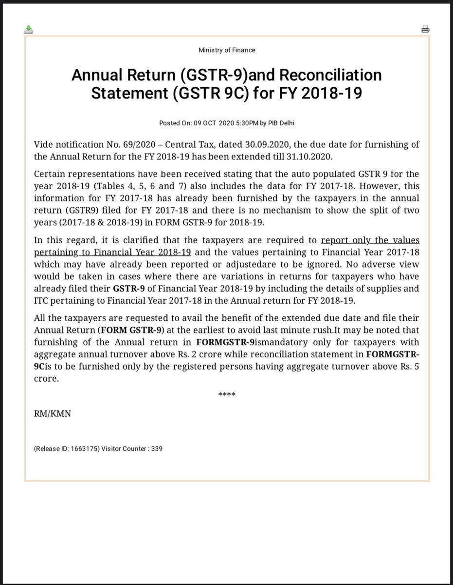 Tax_Base's tweet image. Annual Return (GSTR-9)and Reconciliation Statement (GSTR 9C) for FY 2018-19.

TaxBase.co.in

#TaxBase #AssistYourCase