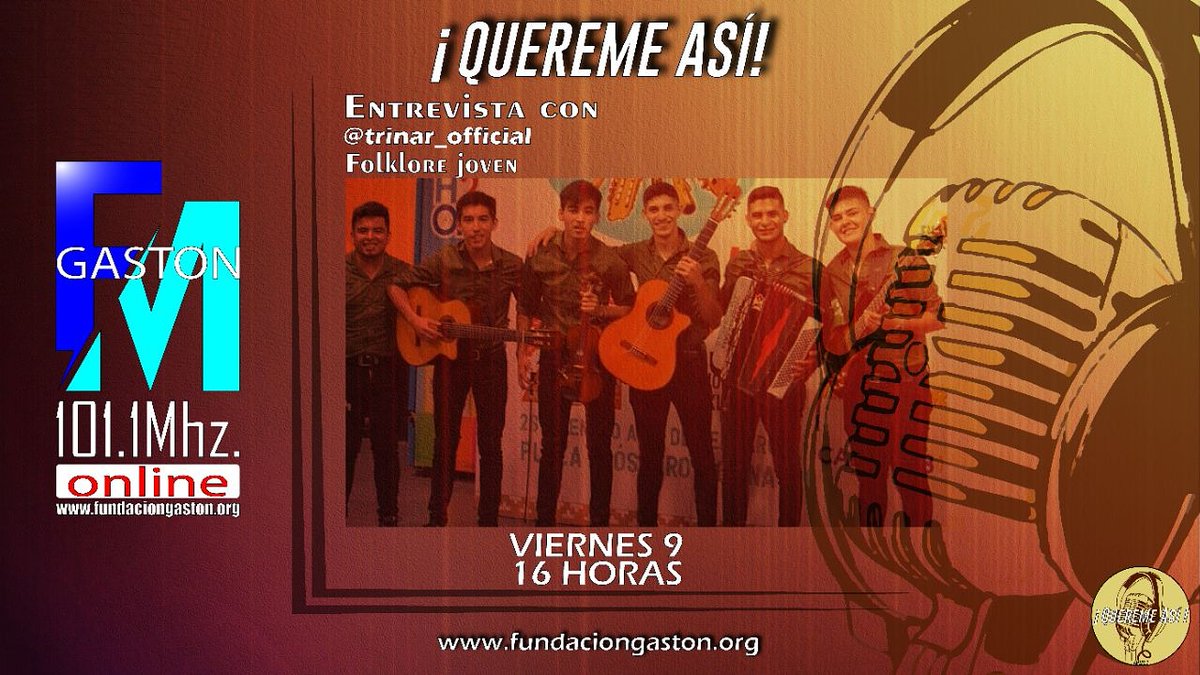 gaston_radio's tweet photo. #QueremeAsí #FMGaston 101.1MHz
🎤Hoy Viernes 16 a 18hs programa especial, en el segmento cultural de ¡Quereme Así!.
👉🏽16hs Invitados de lujo: con nosotros el grupo Folklorico juvenil #Trinar🥁🎻
🎙Conducción: Prof @AdelardoOjeda y @Damian179212280 https://t.co/sL768IWEer