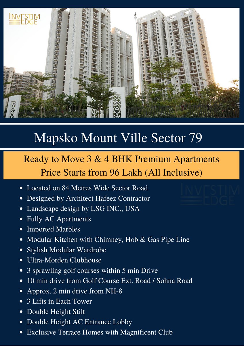 arban_realty's tweet photo. Mapsko Mount Ville Sector 79 Gurgaon
Ready to Move 3 &amp; 4 BHK Premium Hill Homes https://t.co/mQOeuktIuR