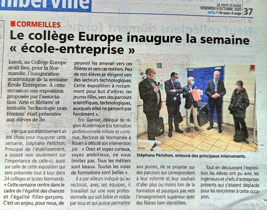 CollegeEurope27's tweet photo. Retour sur l'inauguration de la #SemaineEcoleEntreprise dans le @pays_dauge.
Merci pour la mise en valeur de ce projet.
#EgalitéDesChances
#AmbitionScolaire
#AmbitionFormation
#EgalitéFillesGarçons https://t.co/KDB0cXCajI