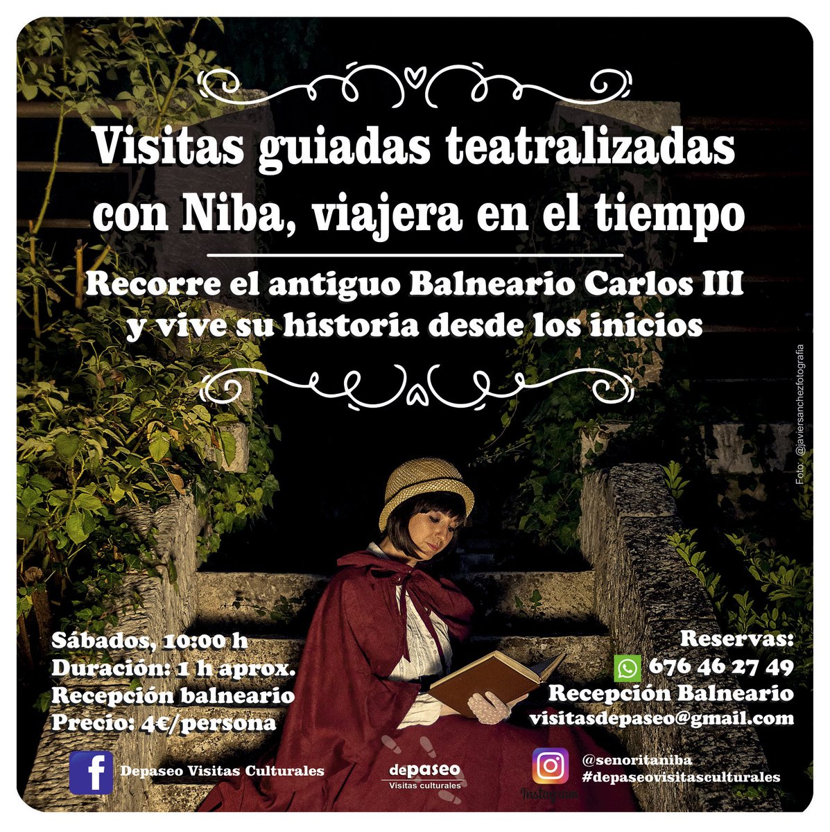 👉 Os recordamos que este puente, la Señorita Niba realizará dos visitas guiadas por el entorno de nuestro Real Balneario
😁 TANTO EL SÁBADO COMO EL DOMINGO, a las 10.00 horas, comenzarán sus viajes históricos en el tiempo

#visitasguiadas #turismo #cultura #balneario #trillo