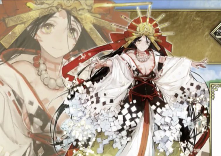 Masa E Fgo卑弥呼 魏志倭人伝の倭国人の習俗の記述通り文身 入れ墨 2300万点 卑弥呼 天照大神説っぽいデザイン 5億点 ゆるふわママみ強めの女王という新解釈 京点 T Co Zce079jnri Twitter